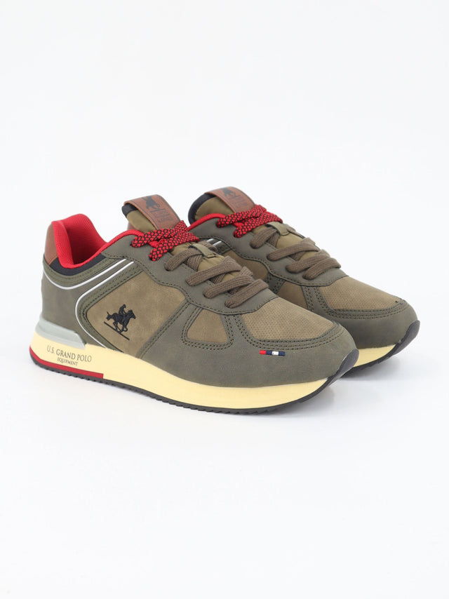 Image for Men's Brand Logo Embroidered Sneakers,Olive