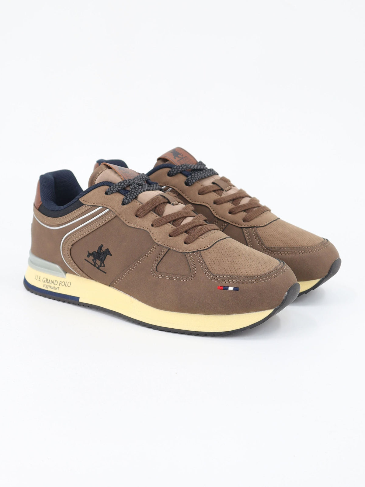 Image for Men's Brand Logo Embroidered Sneakers,Brown