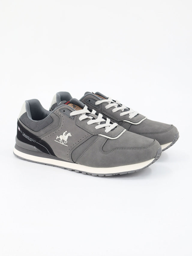 Image for Men's Brand Logo Embroidered Sneakers,Grey