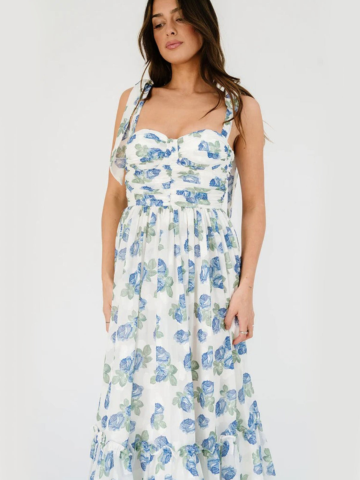 Image for Women's Floral Printed Maxi Dress,White