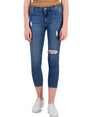 Image for Women's Ripped Cropped Ankle Jeans,Blue