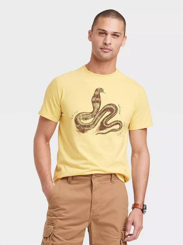 Image for Men's Graphic Printed T-Shirt,Yellow