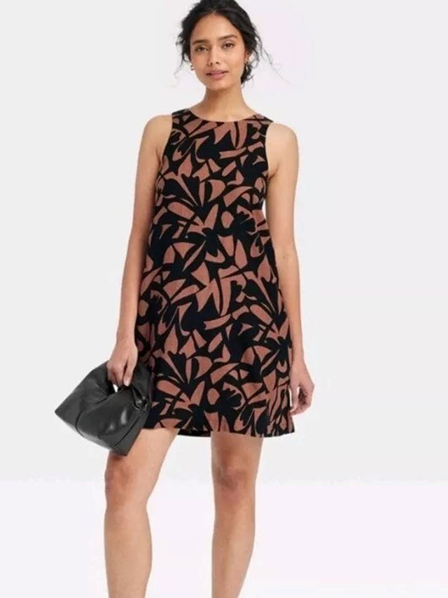 Image for Women's Printed Dress,Black/Brown