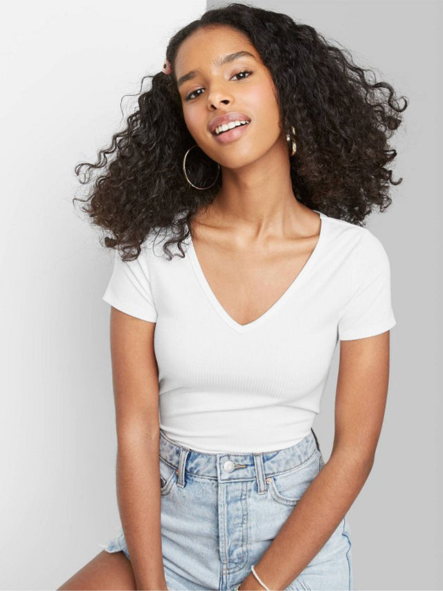 Image for Women's Plain Cropped T-Shirt,White