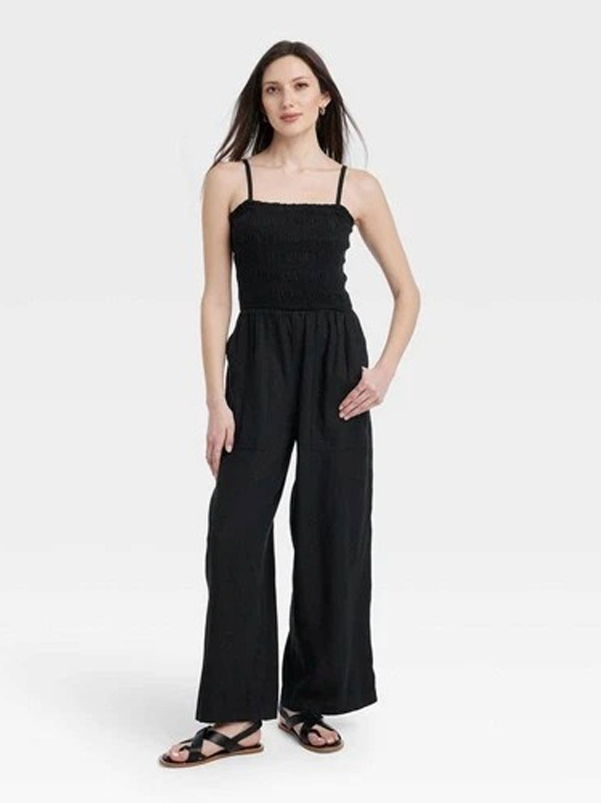 Image for Women's Smocked Jumpsuit,Black