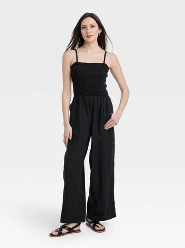 Image for Women's Smocked Jumpsuit,Black