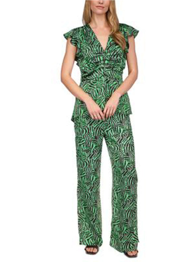 Image for Women's Printed Side Slits Pants,Green