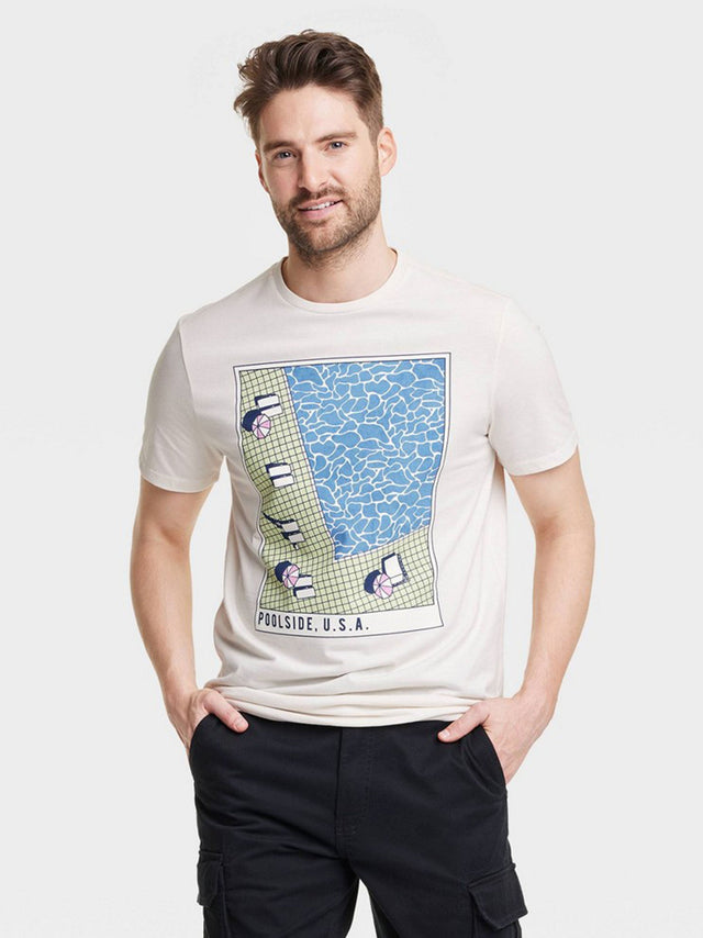 Image for Men's Graphic Printed T-Shirt,Cream