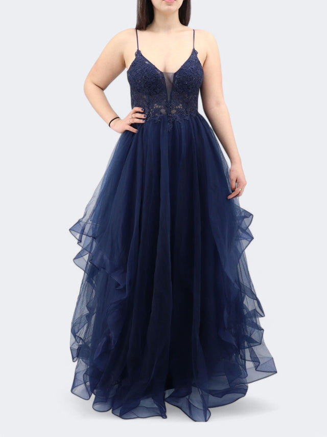 Image for Women's Beads Lace Dress,Navy
