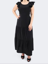 Image for Women's Ruffled Sleeves Tiered Dress,Black