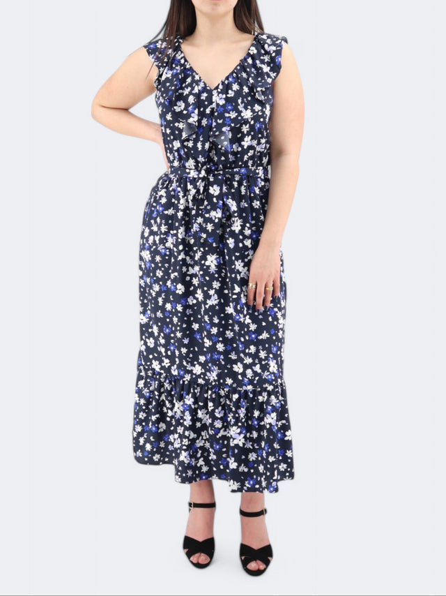 Image for Women's Printed Satin Dress,Navy