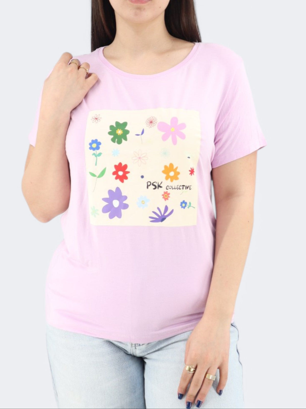Image for Women's Printed T-Shirt,Lilac