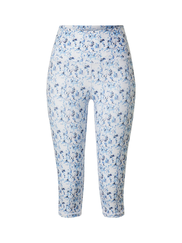 Image for Women's Floral Printed Capri Leggings,White