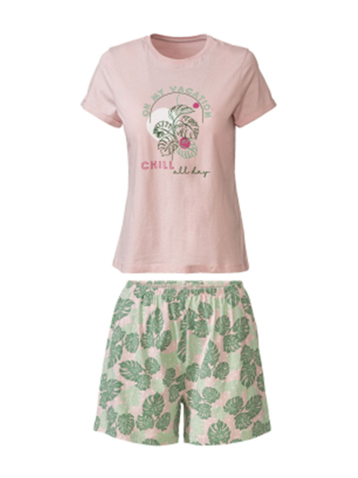 Image for Women's 2 Pcs Printed Pajamas Set,Pink