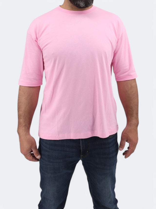 Image for Men's Brand Logo Embroidered T-Shirt,Pink