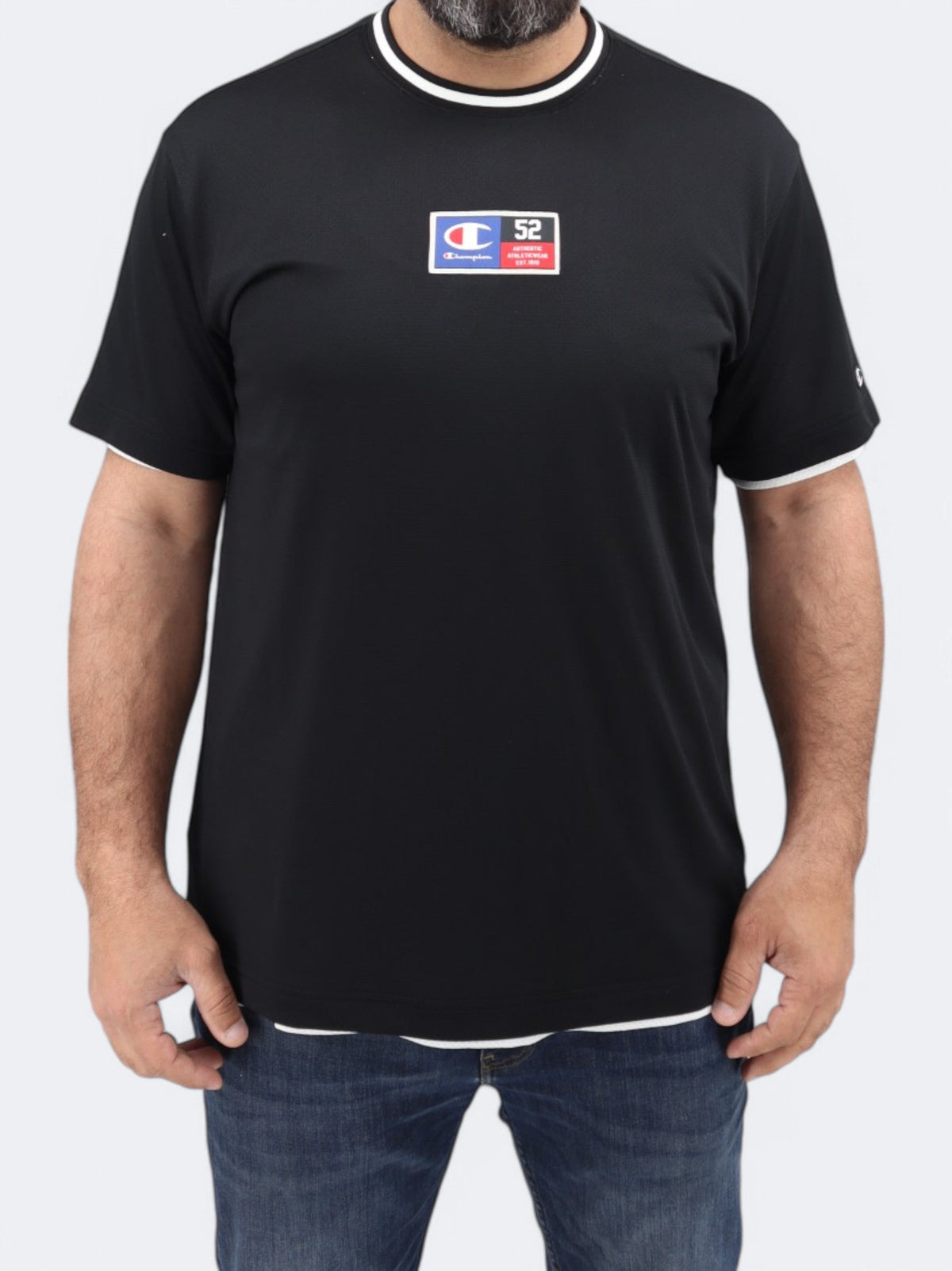 Image for Men's Brand Logo Patched T-Shirt,Black