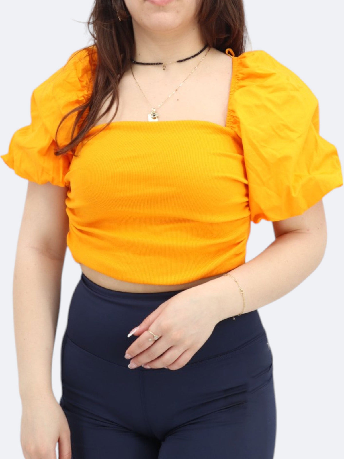 Image for Women's Smocked Cropped Top,Orange
