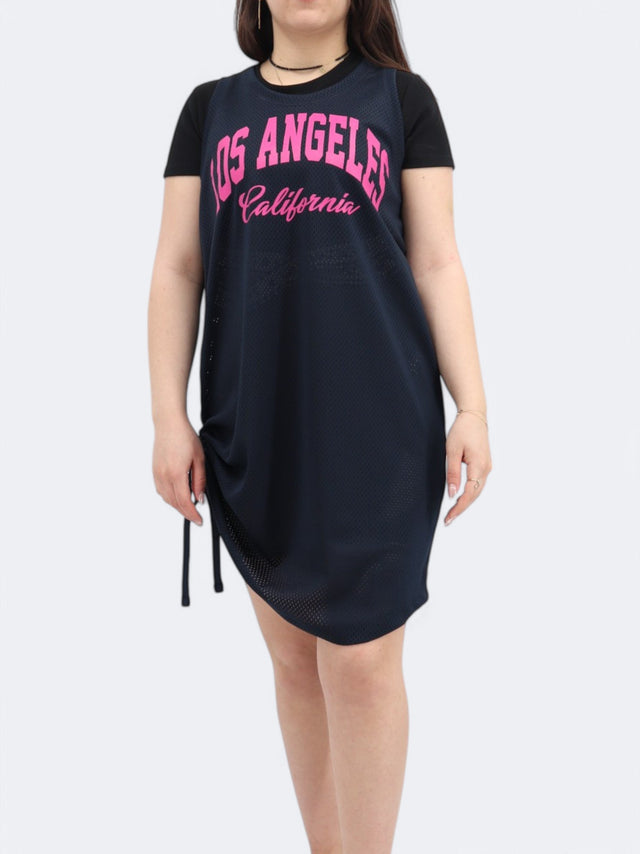 Image for Women's Printed Mesh Tank Dress,Navy