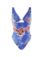 Image for Women's Open Back One Piece Printed  Swimsuit,Orange/Blue