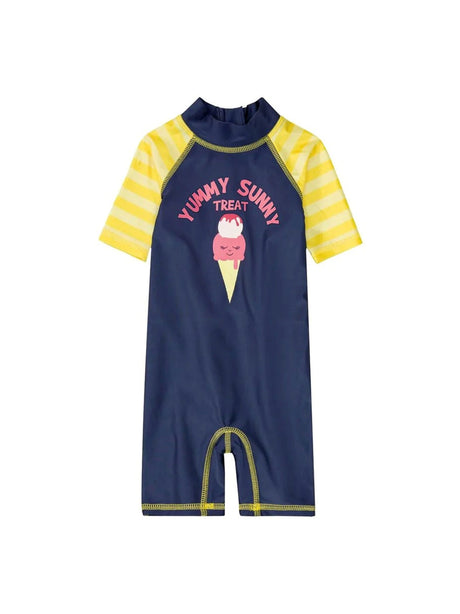 Image for Kid's Girl's Graphic Printed One Piece Swimsuit,Navy/Yellow
