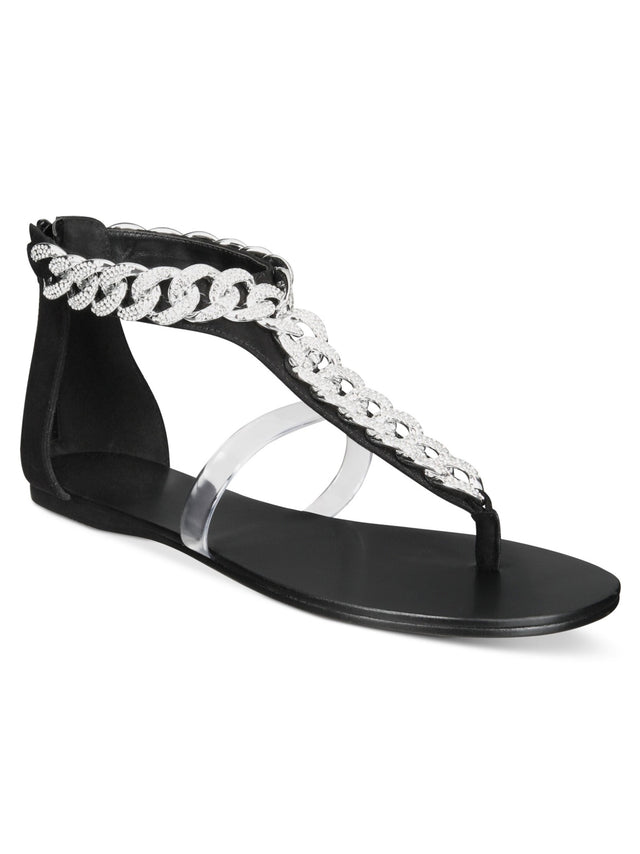 Image for Women's Embellished T-Strap Sandals,Black