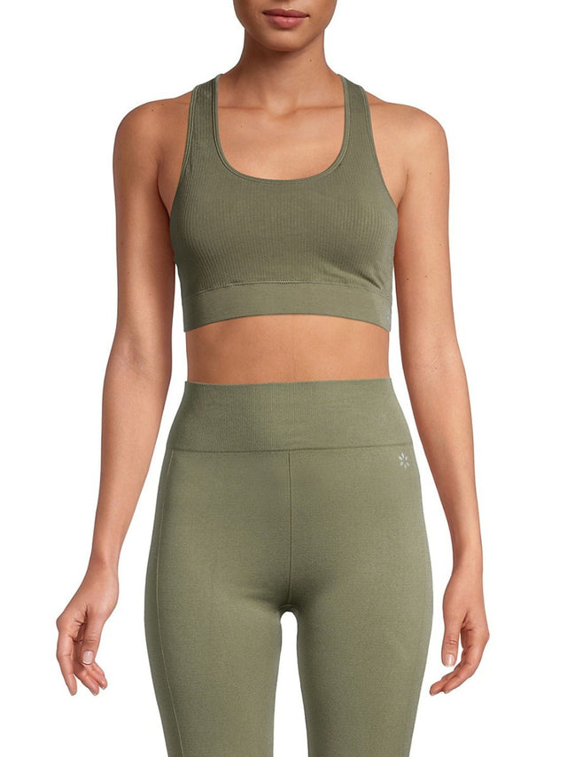 Image for Women's Ribbed Seamless Racerback Sports Bra,Olive