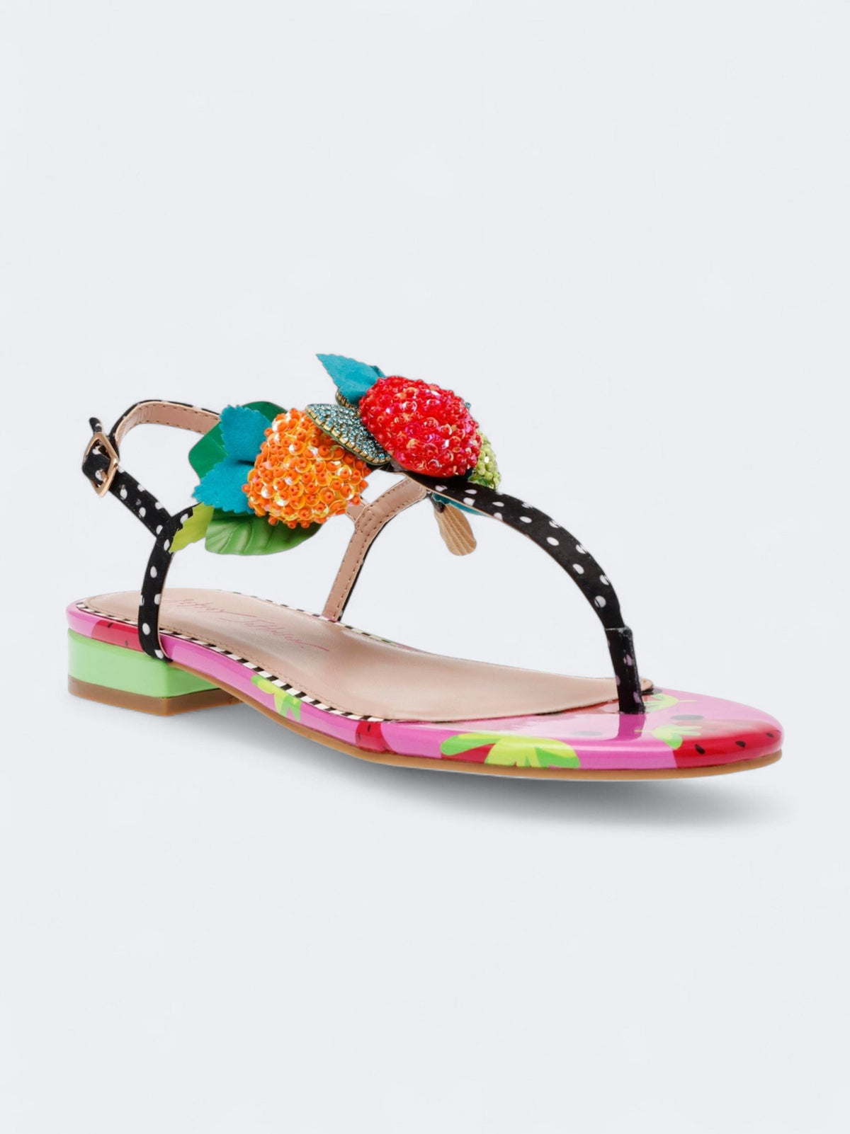 Image for Women's Juicie Sequin Fruit Embellished Flat Sandals,Multi