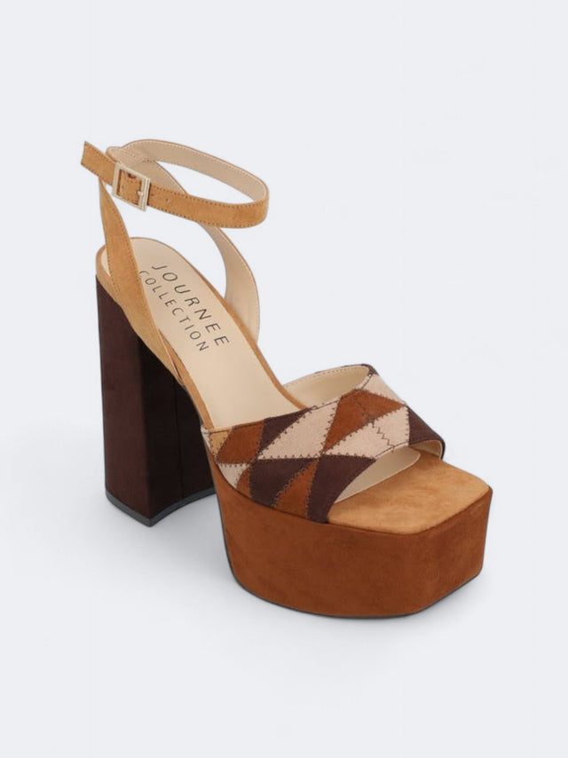 Image for Women's Textured Asherby Heeled Wedge Sandals,Camel/Brown