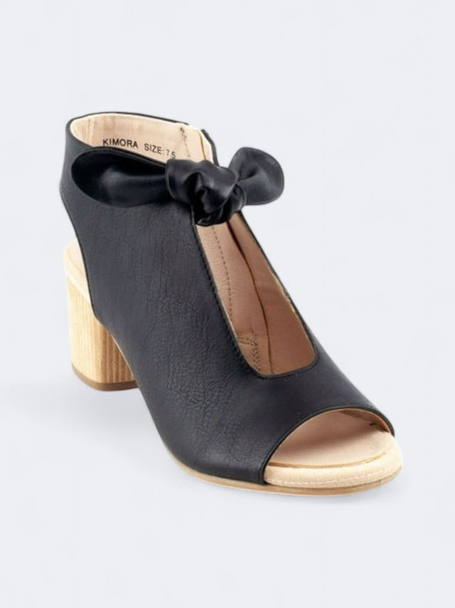 Image for Women's Plain Kimora Knot Detail Block Heel Dress Sandals,Black