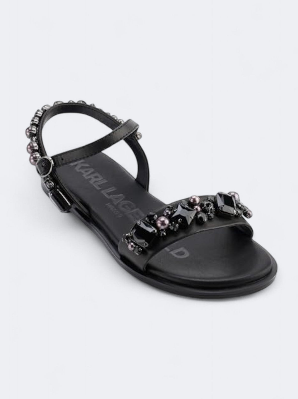 Image for Women's Embellished Gwenda Flat Studded Sandals,Black