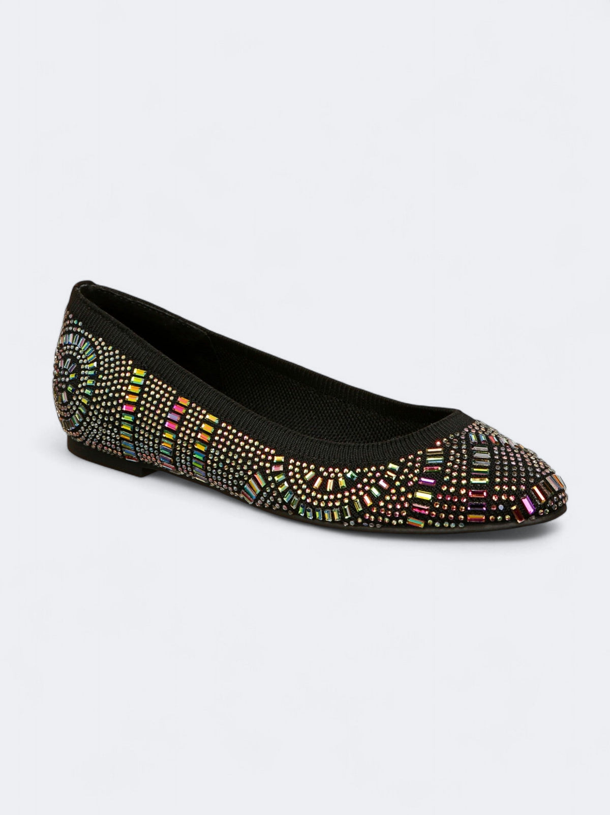 Image for Women's Textured Embellished Flat Bellerinas,Black