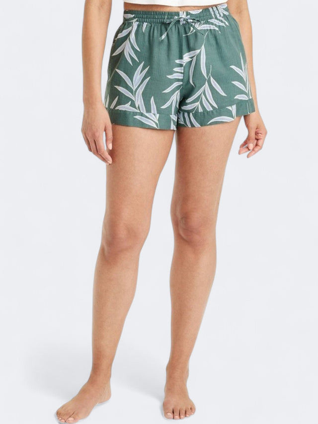 Image for Women's Floral PrintedCotton Blend Pajama Shorts,Green