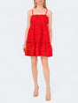 Image for Women's Floral Embroidered Babydoll Dress,Red