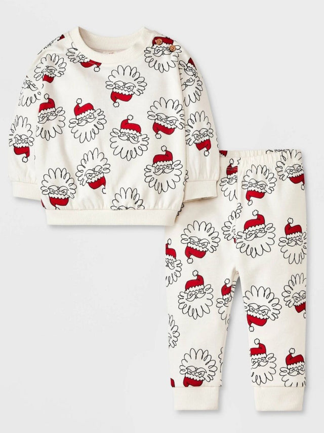 Image for Kid's Girl's Graphic Printed Sweatshirt & Jogger Pants Set,White