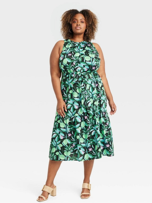 Image for Women's Floral Printed Midi Tank Dress,Green