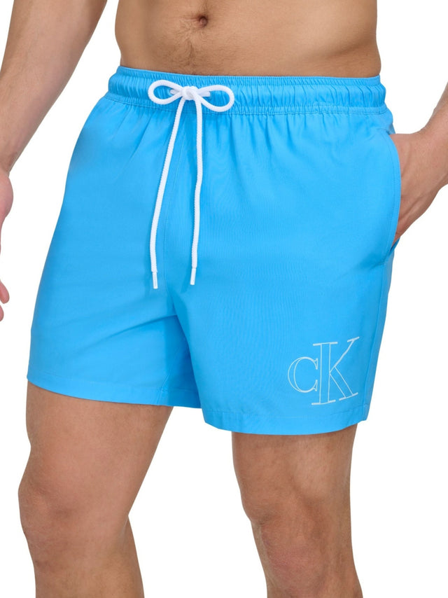Image for Men's Outline Logo Printed Volley Swim Trunks,Blue