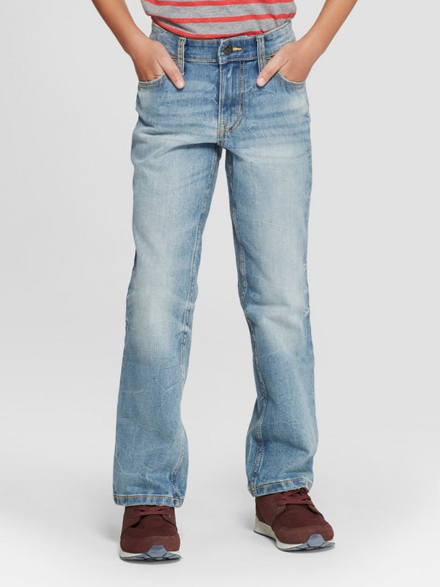 Image for Kid's Boy's Washed Stretch Straight Fit Jeans,Light Blue