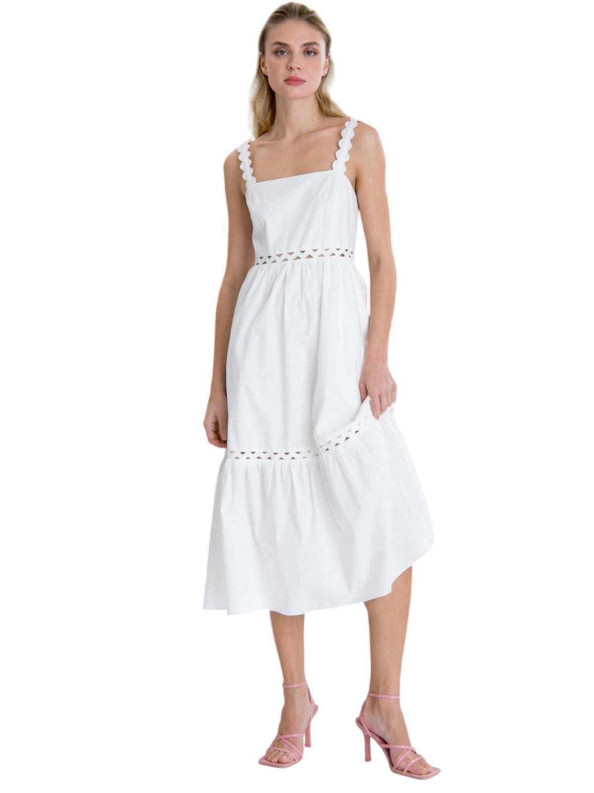 Image for Women's Textured Tiered Dress,White