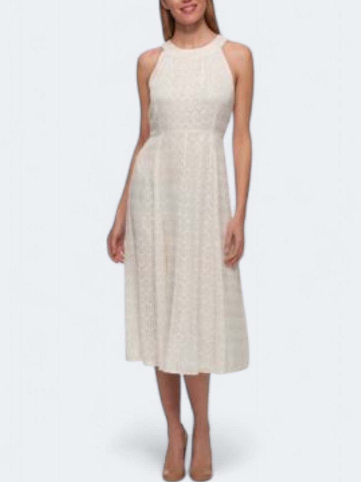 Image for Women's Glitter Metallic Chiffon Midi Dress,White