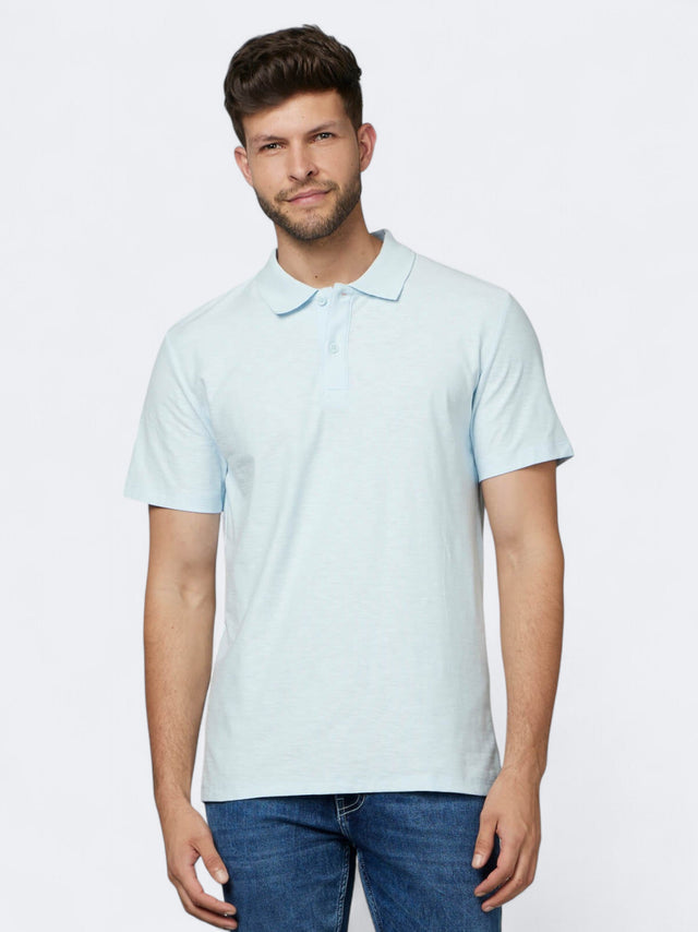 Image for Men's Plain Polo Collar Casual T-Shirt,Light Blue