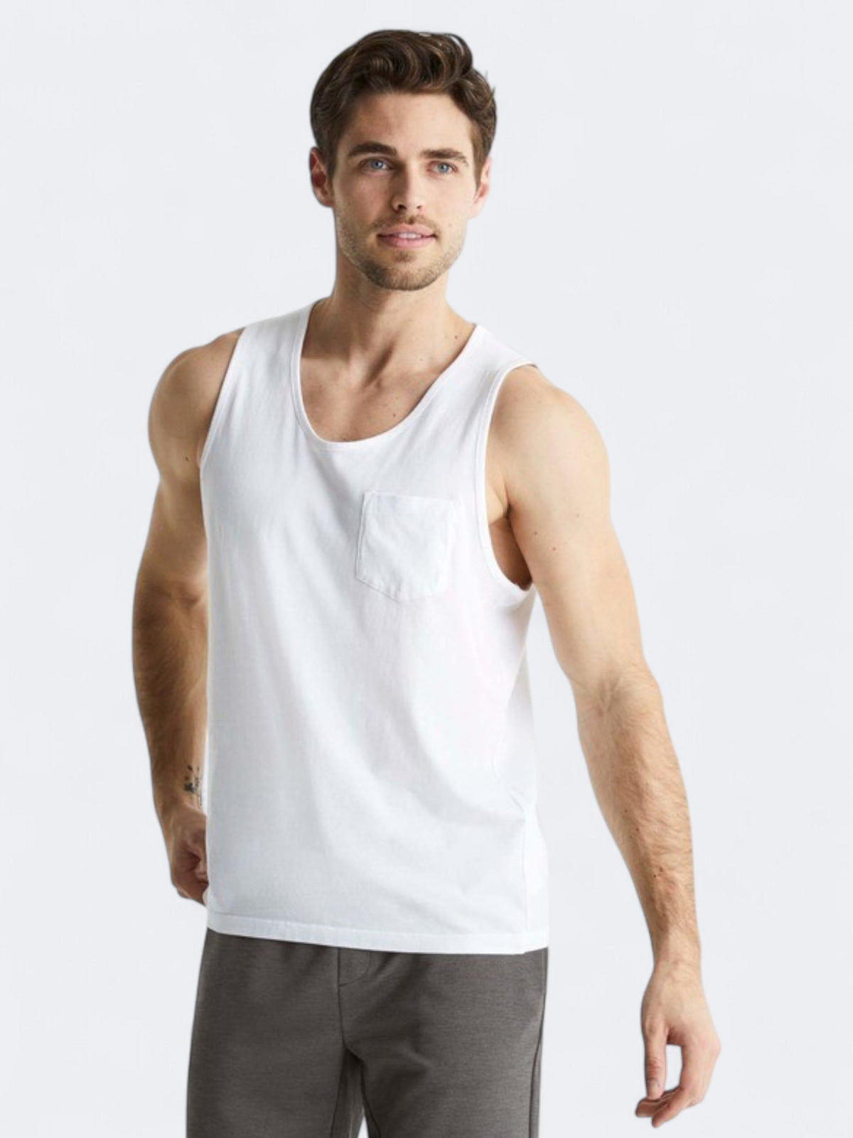 Image for Men's Plain With Pocket Besing Tank Top,White