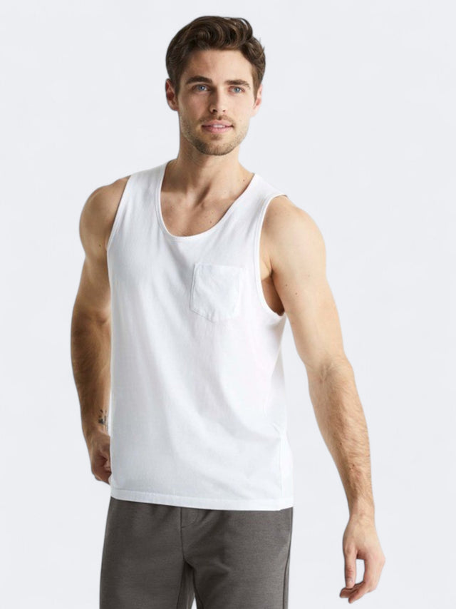 Image for Men's Plain With Pocket Besing Tank Top,White