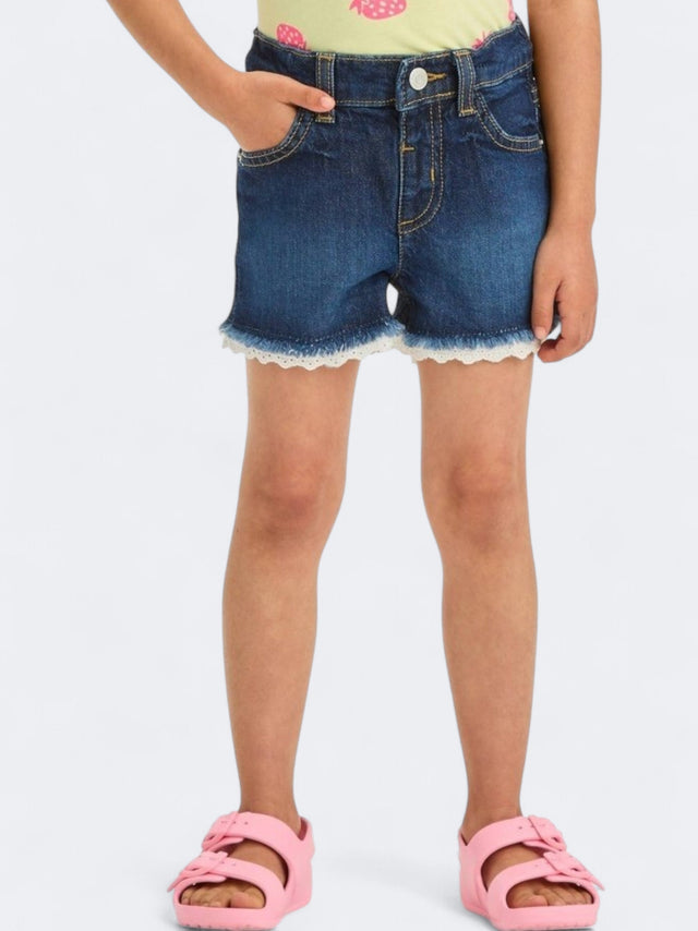 Image for Kid's Girl's Plain Lace Cut Off Jean Shorts,Blue