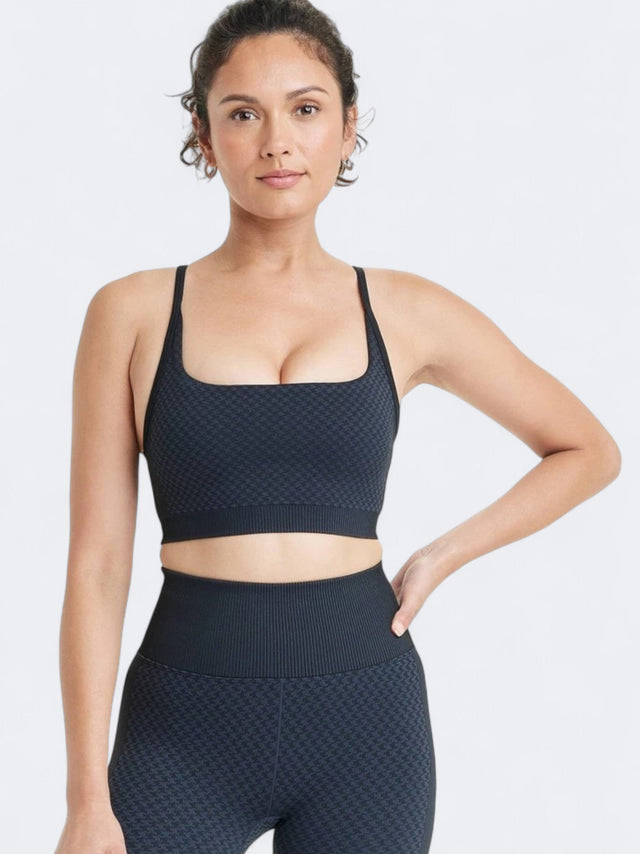 Image for Women's Printed Seamless Sports Bra,Navy
