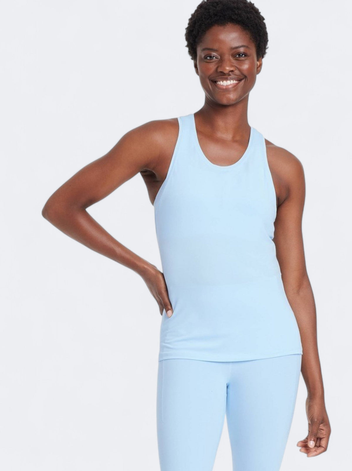 Image for Women's Plain Essential Racerback Tank Top,Light Blue