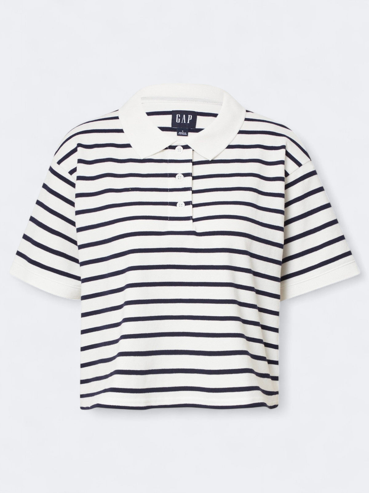 Image for Women's Striped Polo T-Shirt,White/Navy