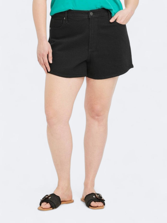 Image for Women's Plain High Rise 90's Cutoff Jeans Shorts,Black