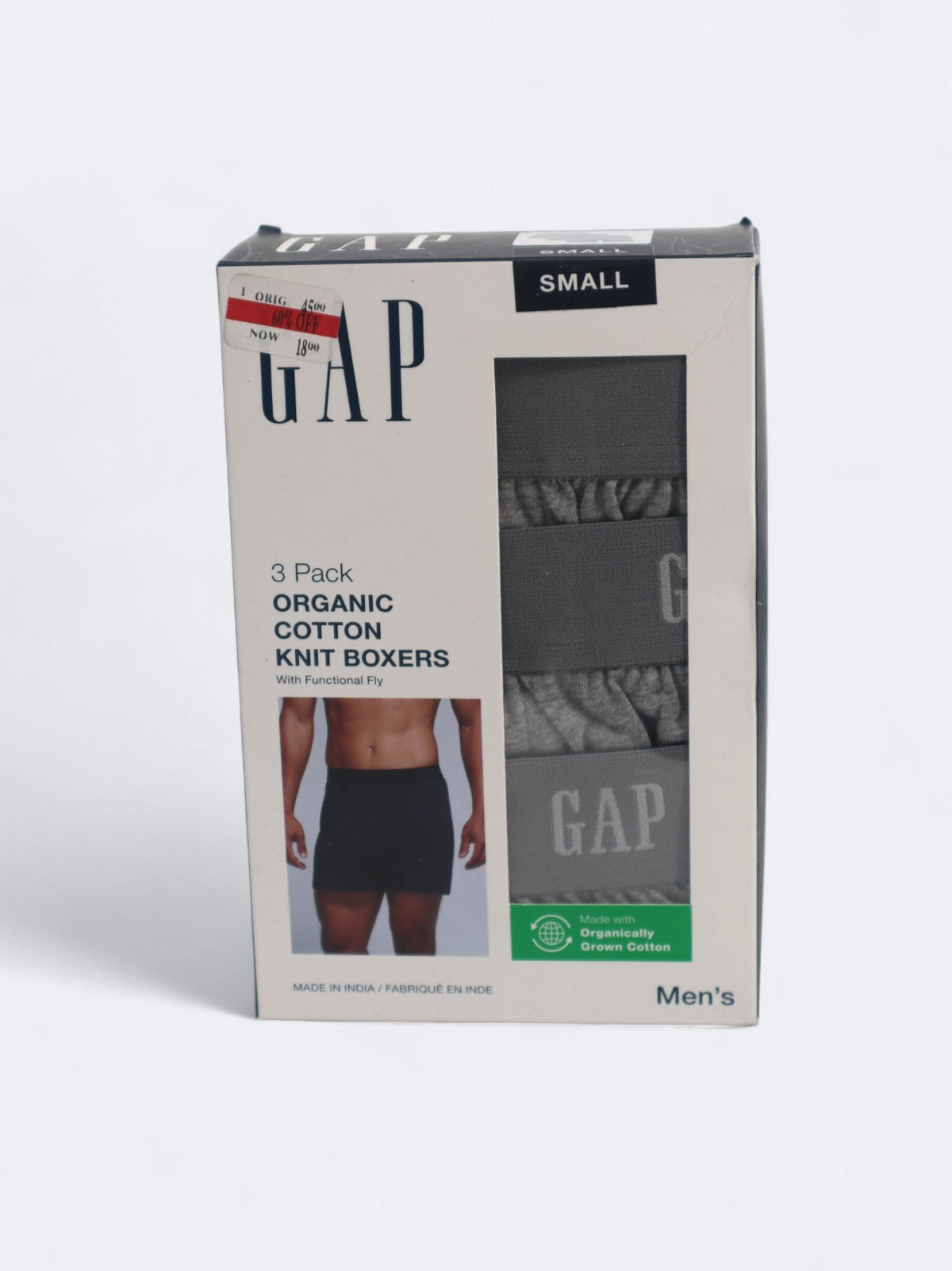 Image for Men's 3 Pack Organic Cotton Knit Boxers,Grey