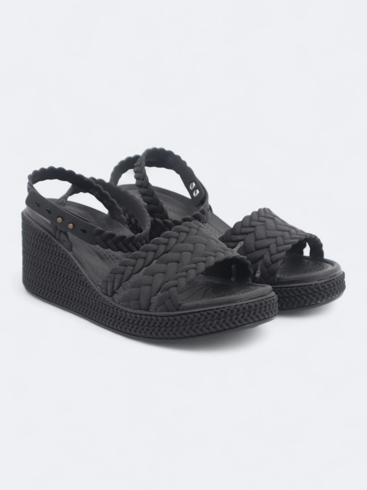 Image for Women's Textured Brooklyn Woven Ankle Strap Heeled Sandals,Black