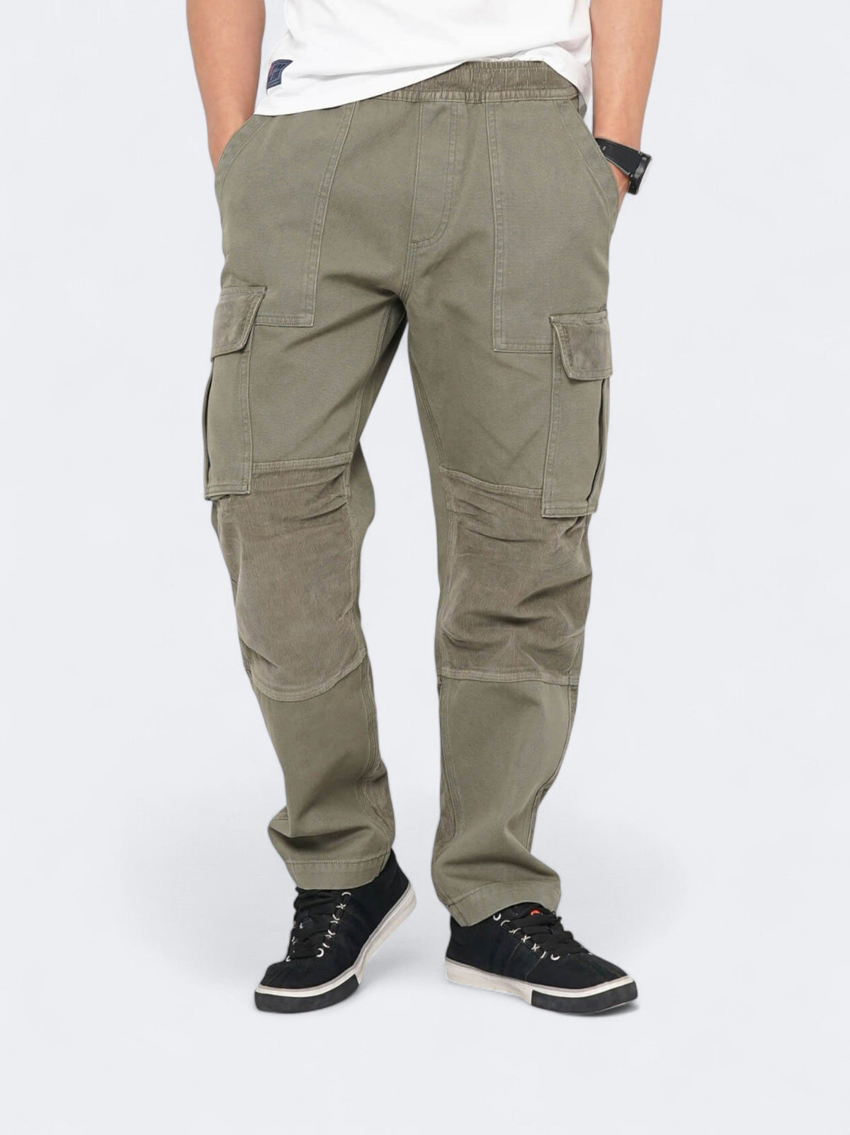 Image for Men's Textured Solid Trousers,Olive